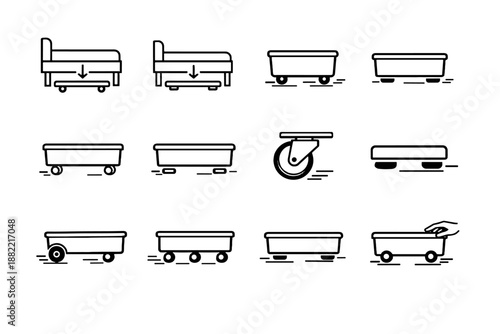 Silhouette icon wheels calm usability under bed vector focus smooth logic storage