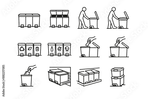 Icon vector alignment silhouettes recycling image consistent simple generation organization reach focus