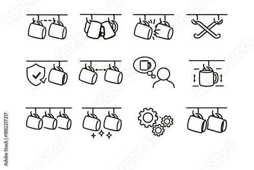 Hook mugs crossed warning mug risk minimalist tidy stable clearance icon vector