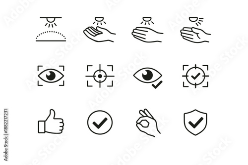 Near fridge calm sensor icons test silhouette check quick hand icon vector