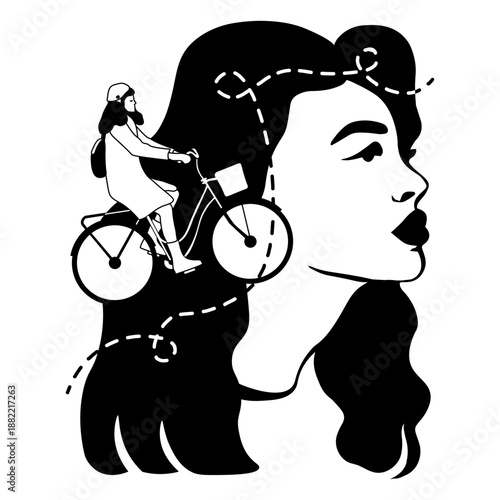 Woman biker filled stroke