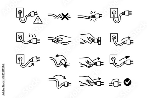 Cable damage icon insulation generation cue prevention image sharp simple warning bend