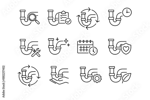 Habit vector icon simple maintenance upkeep arrows generation clearance inspection pipe logic