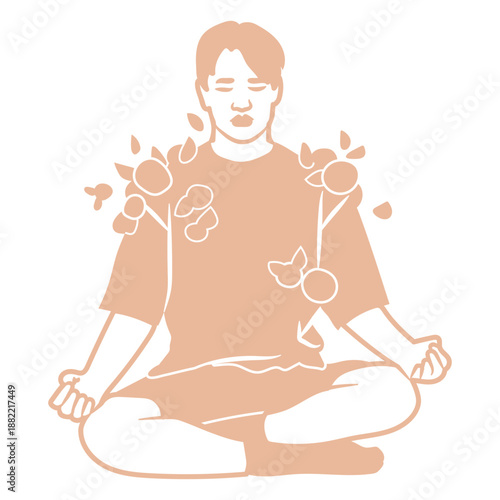 Boy meditating cut out