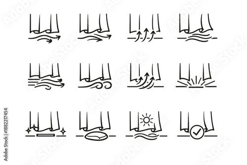 Ventilation air airflow simple silhouette room clearance arrows calm vector generation icon