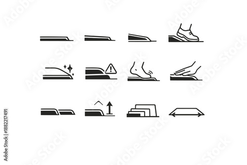 Set mat focus logic doormat silhouettes icon sizing vector edge choice safety