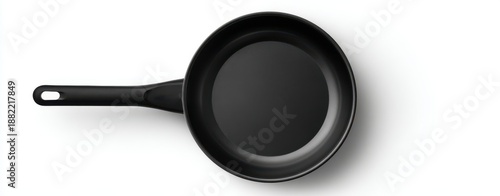 The Frying Pan Over White Background Minimalist Top View Cookware Pan Handle