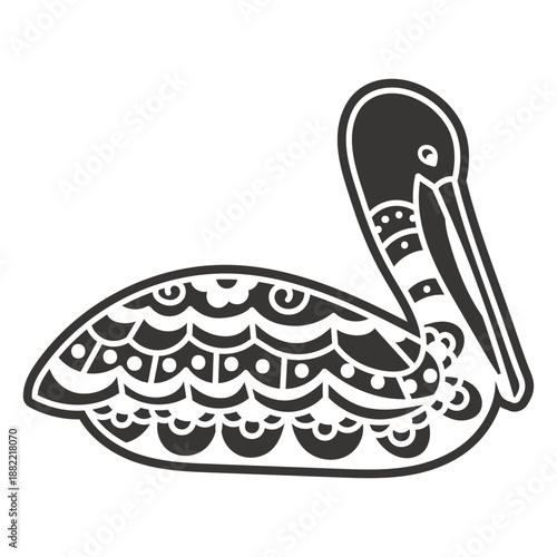 Pelican sitting mandala cut out