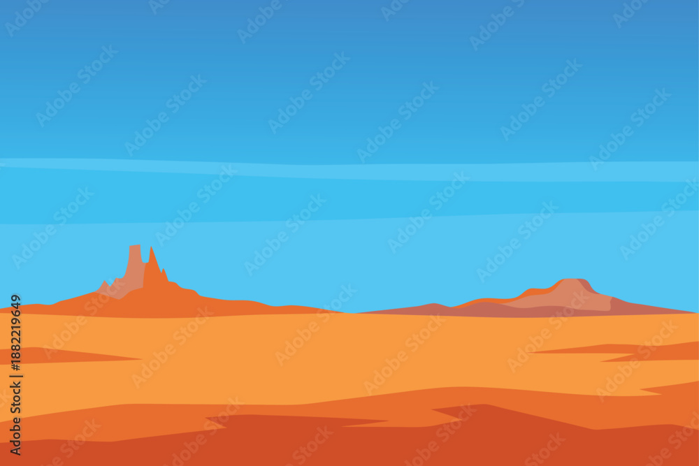 Naklejka premium Wide Desert Plain With Distant Mesas