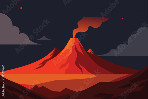 Volcanic Landscape With Lava Fields