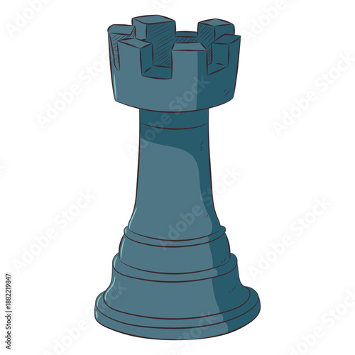 Rook chess piece line art illustration