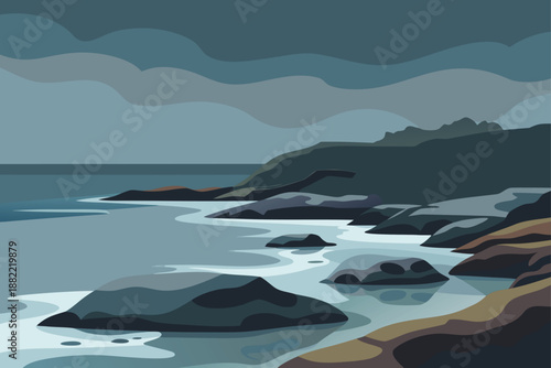 Rocky Shoreline With Tide Pools