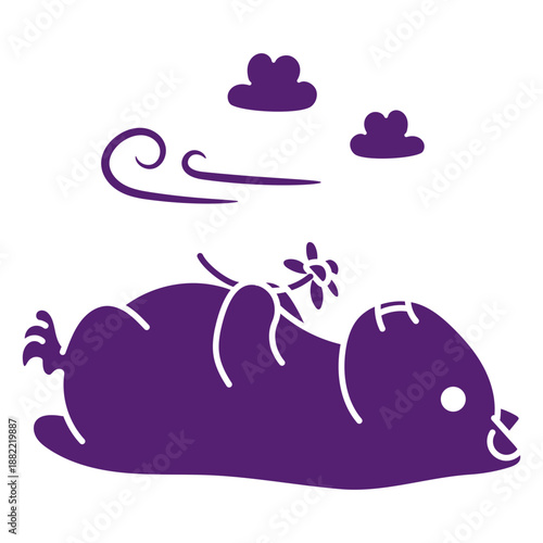 Laid down hamster with flower cut out