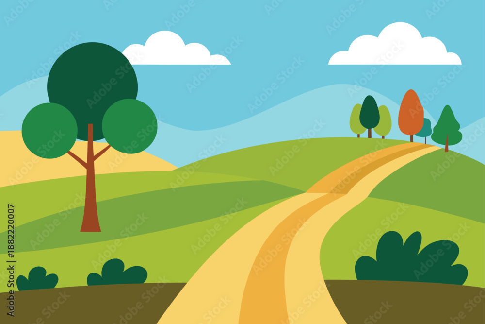 Fototapeta premium Peaceful Farmland With Winding Dirt Road