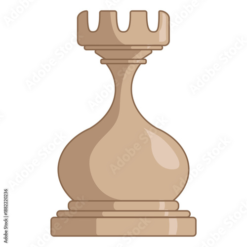 Rook chess piece white color stroke