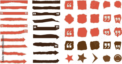 Mega Set of Red and Brown Hand Drawn Quote Boxes, Text Borders, and Decorative Elements