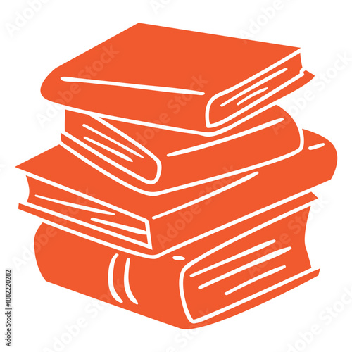 Pile of books red cut-out