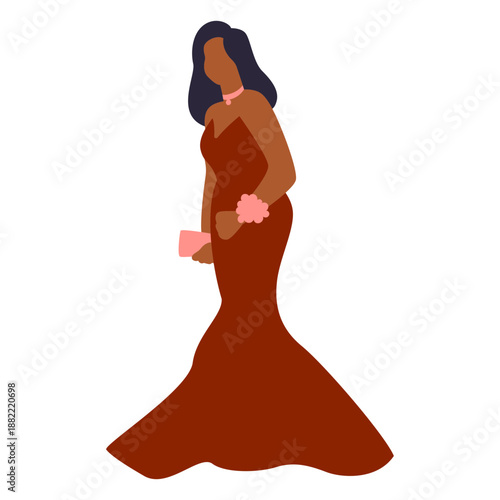 Girl in red dress prom party