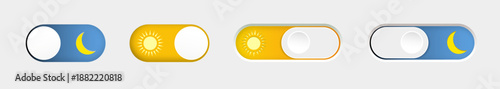 Day and night mode. Dark mode and light mode. Modern button set. Material design switch button. Vector