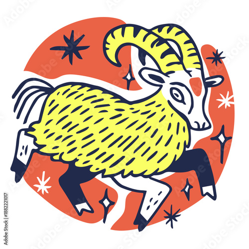 Capricorn zodiac sign color stroke