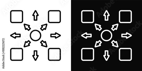 Decentralization Icon White And Black Background Style