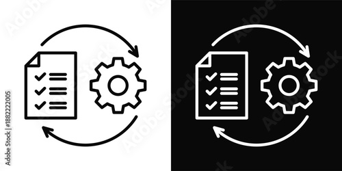 Operational Shift Icon White And Black Background Style