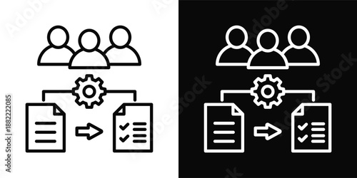 Change Management Icon White And Black Background Style
