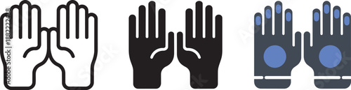 Two open hands icon illustration set with outline filled and detailed styles vector graphic design