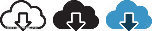 Cloud downloading icon different styles vector illustration set modern and minimal digital concept