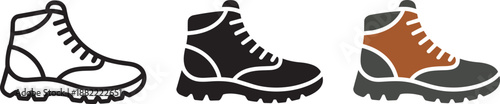 Hiking boot vector icon set on transparent background illustration line hiking shoe