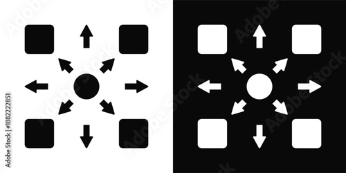 Decentralization Icon White And Black Background Style
