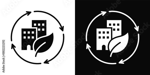 Business Renewal Icon White And Black Background Style