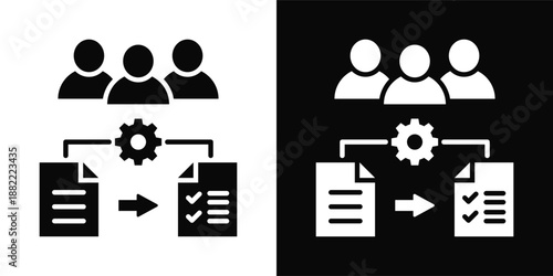 Change Management Icon White And Black Background Style