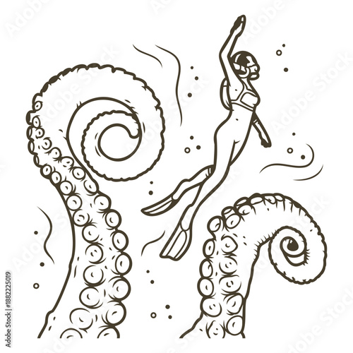 Scuba diving stroke octopus