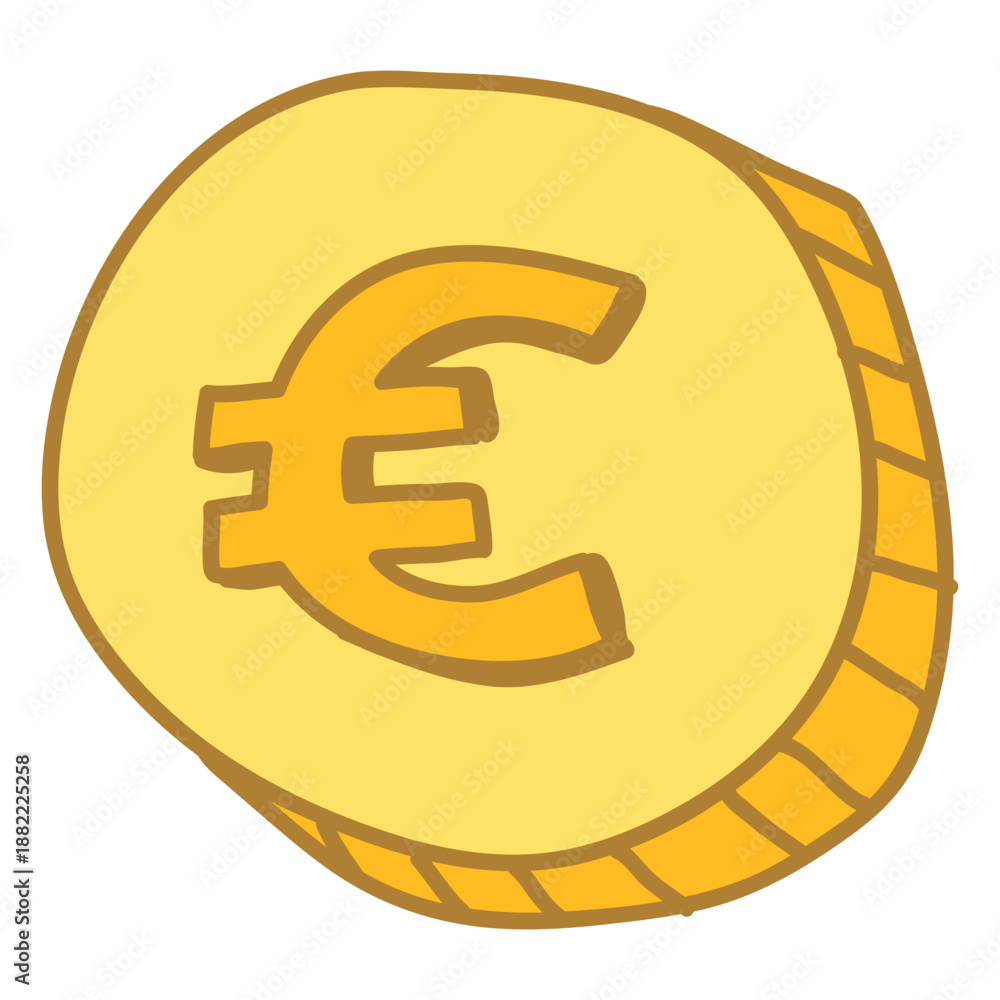 Obraz premium Coins doodle color euro