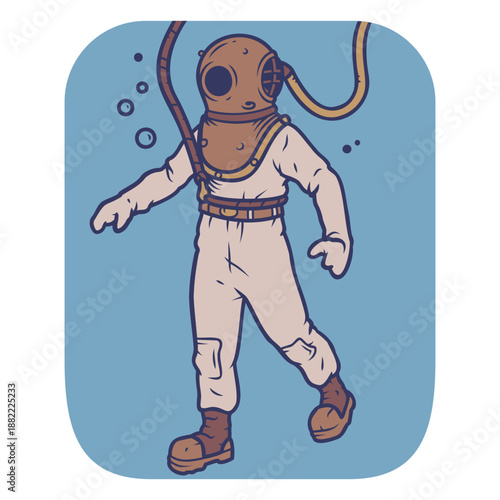 Scuba diver walking underwater