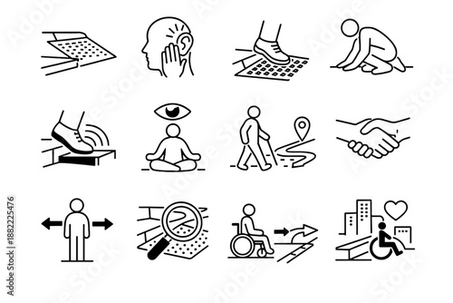 Focus safer icons ground calm orientation vector ramps accessibility aid icon pedestrian