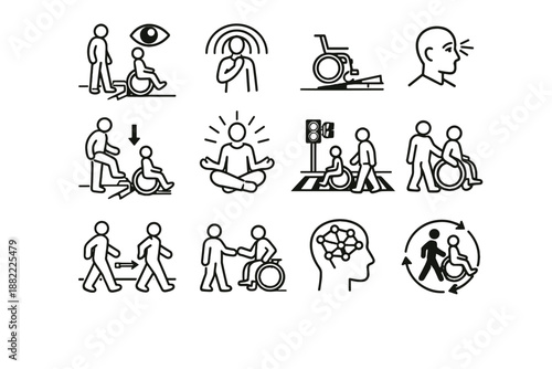 Habit icon care glance shared icons awareness ramps vector urban inclusive wheelchair