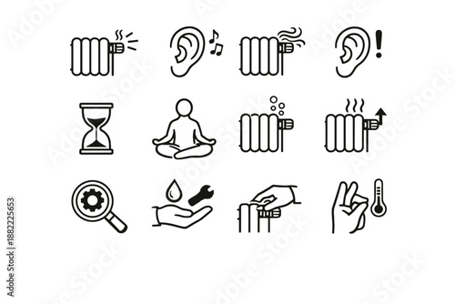 System icons maintenance focus tuning escape heating radiator step air icon logic