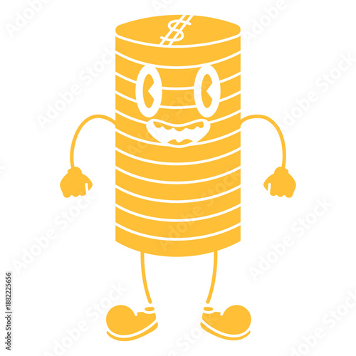 Coins stack retro cartoon cut out
