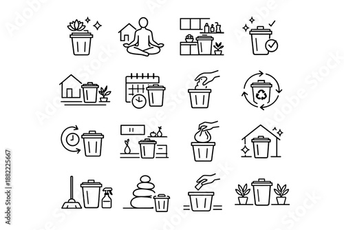 Icon mindful clarity readiness baseline vector order home mindset icons trash bin