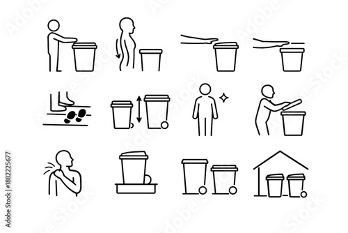 Vector bin logic mindful step body focus placement level position icon ease