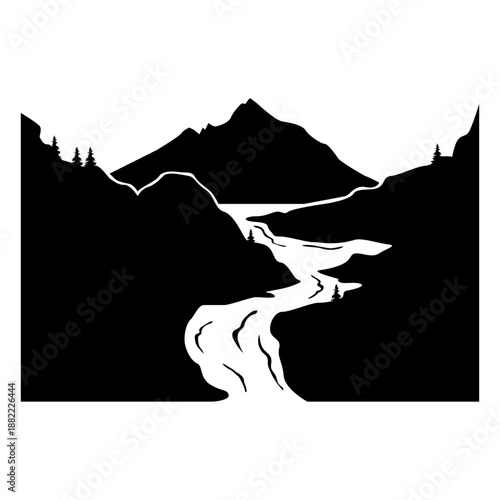 River forest silhouette