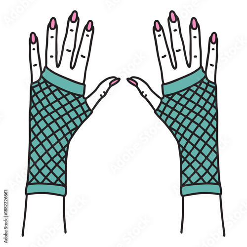 Fishnet gloves color stroke 80s