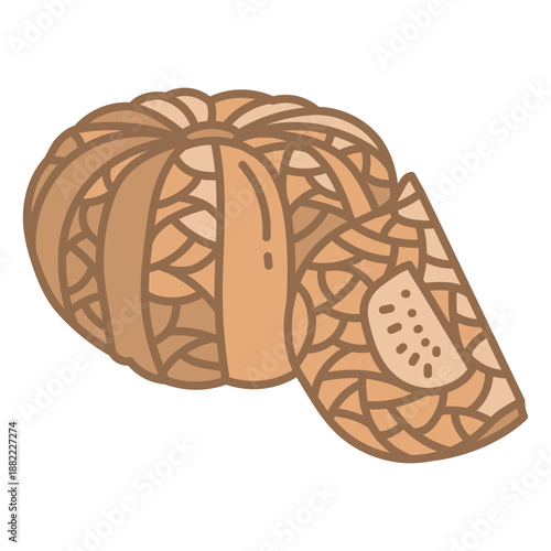 Polygonal pumpkin sliced