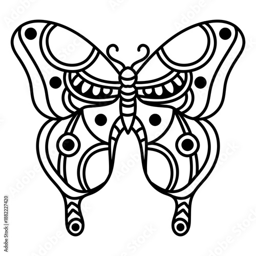 Butterfly tribal tattoo black stroke