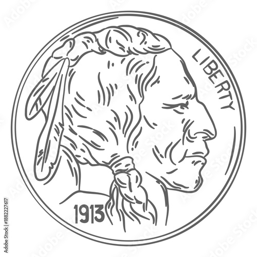 Coin stroke buffalo head usa