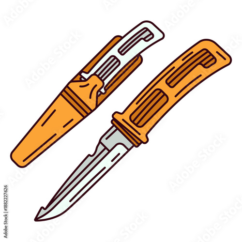 Colored knives diving gear