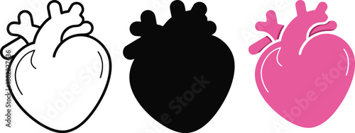 Anatomical Heart Icon Set illustration vector