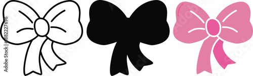 Bow Outline Silhouette and Pink Color illustration vector